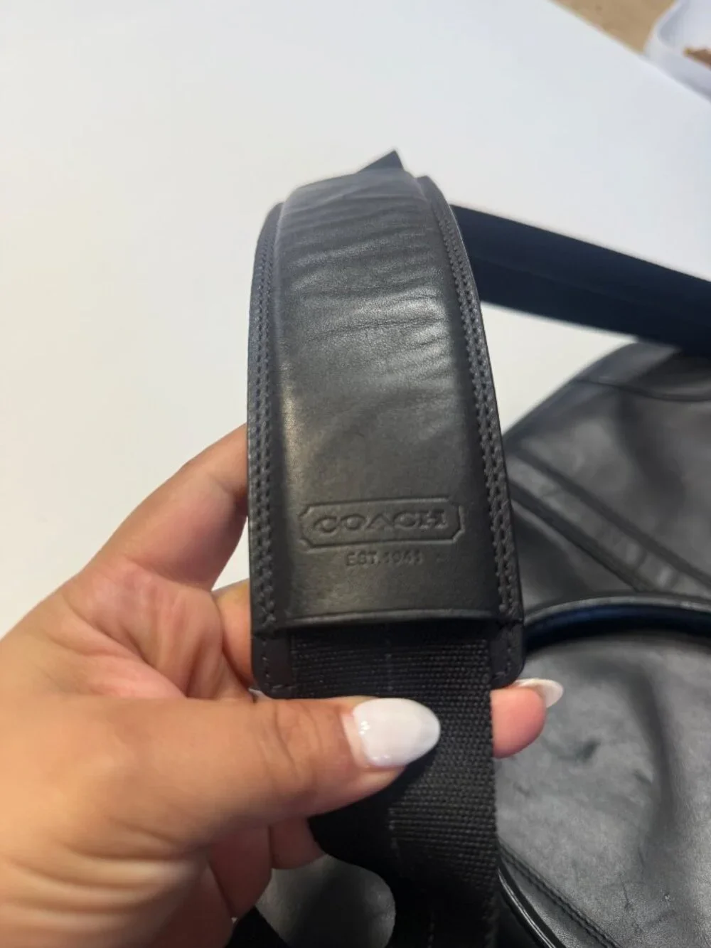 Coach Black Leather Laptop Briefcas Adjustable Strap Work Travel 16